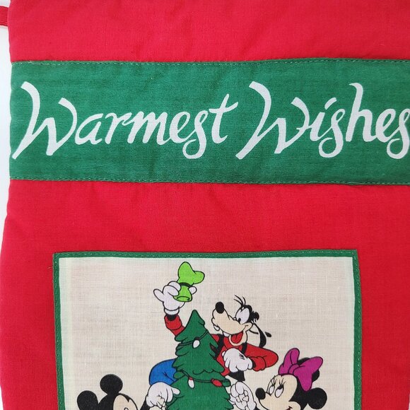 Vintage DISNEY Stocking Set Warmest Wishes Mickey Goofy Duck Christmas Kids 15" - Picture 4 of 9